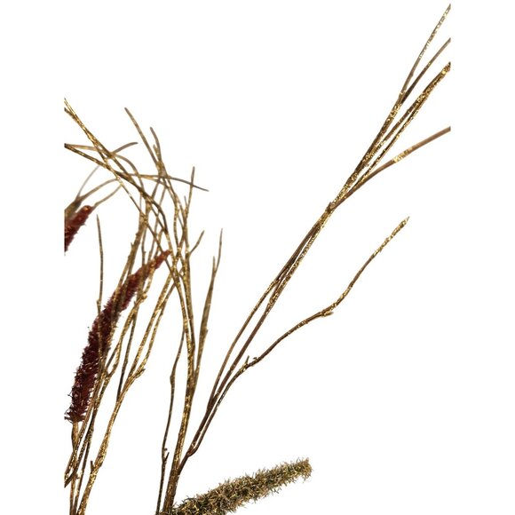 Glitter Artificial Floral Grass Spray Red & Gold Decorative Branch Stems Christm - Picture 8 of 11
